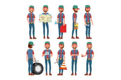 Truck Driver Vector. Professional Worker Man. Isolated Flat Cartoon Character Illustration