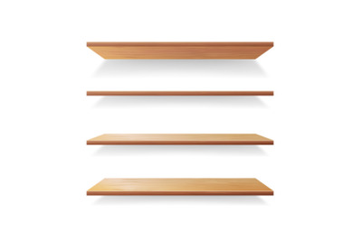 Empty Wood Shelves Template Vector Set