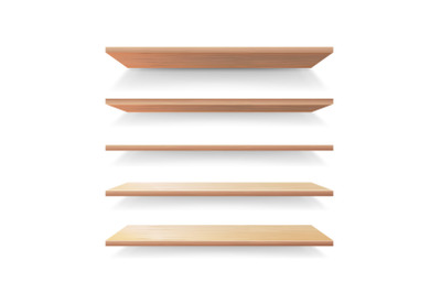 Empty Wood Shelves Template Vector Set