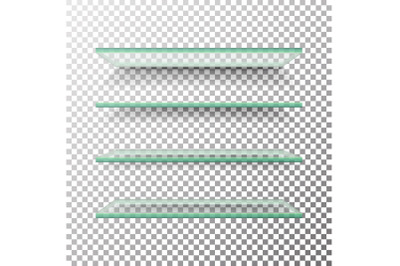 Empty Glass Shelves Template Vector Set