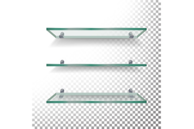 Empty Glass Shelves Template Vector