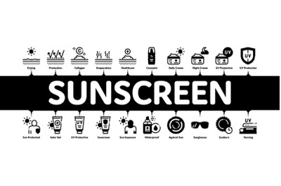 Sunscreen Minimal Infographic Banner Vector