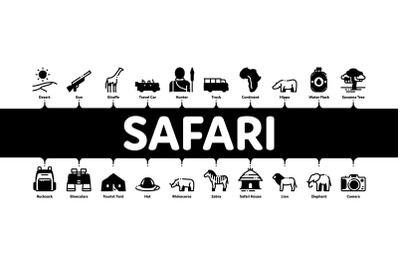 Safari Travel Minimal Infographic Banner Vector