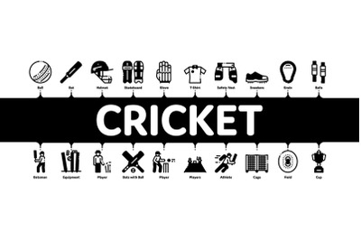 Cricket Game Minimal Infographic Banner Vector