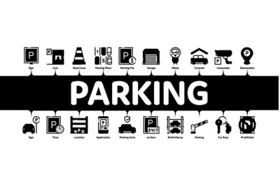 Parking Car Minimal Infographic Banner Vector