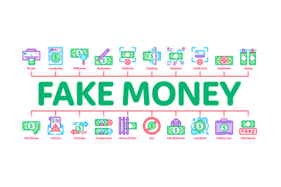 Fake Money Minimal Infographic Banner Vector