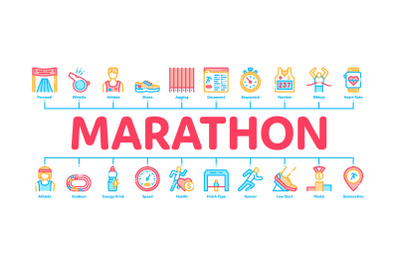 Marathon Minimal Infographic Banner Vector