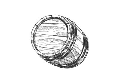 Vintage Hand Drawn Cask Barrel For Liquid Vector