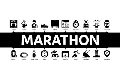 Marathon Minimal Infographic Banner Vector