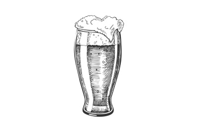 Hand Drawn Glass With Foam Bubble Beer Vector