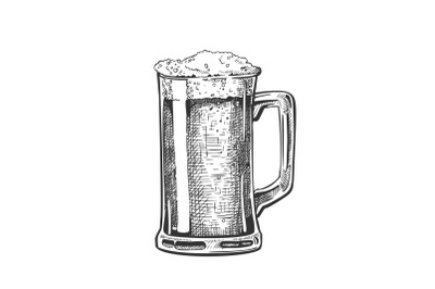 Hand Drawn Mug With Froth Bubble Beer Drink Vector