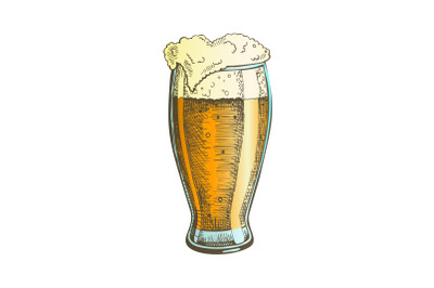 Color Hand Drawn Glass With Foam Bubble Beer Vector