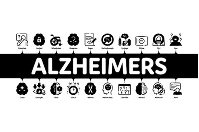 Alzheimers Disease Minimal Infographic Banner Vector