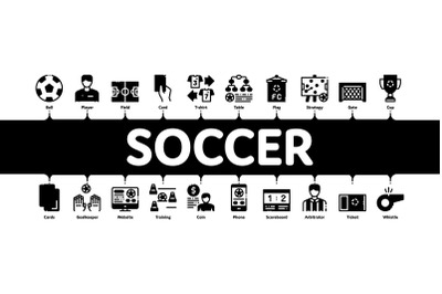 Soccer Football Game Minimal Infographic Banner Vector