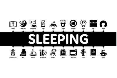 Sleeping Time Devices Minimal Infographic Banner Vector