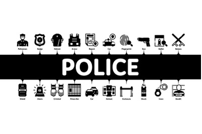 Police Department Minimal Infographic Banner Vector