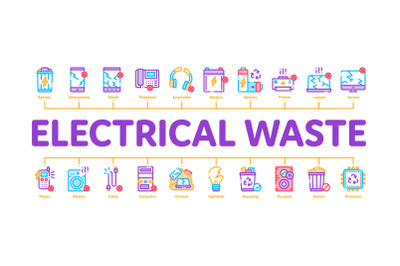 Electrical Waste Tools Minimal Infographic Banner Vector