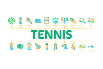 Tennis Game Minimal Infographic Banner Vector