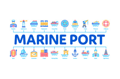 Marine Port Transport Minimal Infographic Banner Vector