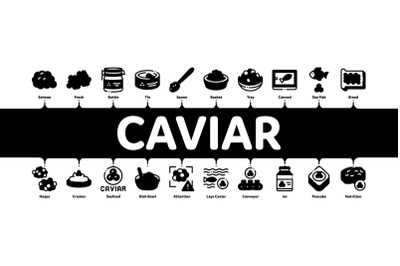 Caviar Seafood Product Minimal Infographic Banner Vector