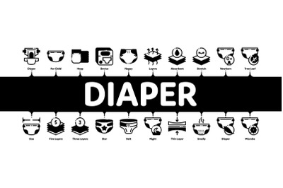 Diaper For Newborn Minimal Infographic Banner Vector