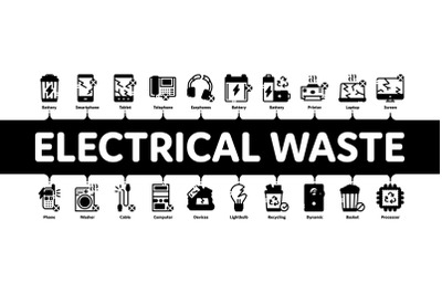 Electrical Waste Tools Minimal Infographic Banner Vector