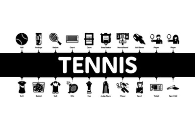 Tennis Game Minimal Infographic Banner Vector