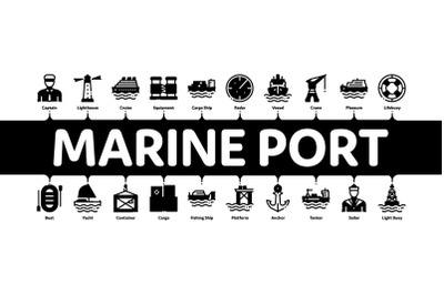 Marine Port Transport Minimal Infographic Banner Vector