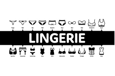 Lingerie Bras Panties Minimal Infographic Banner Vector