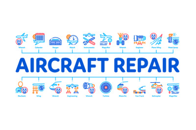 Aircraft Repair Tool Minimal Infographic Banner Vector