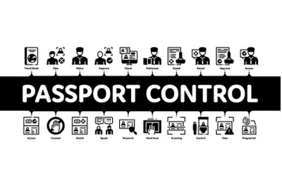 Passport Control Check Minimal Infographic Banner Vector