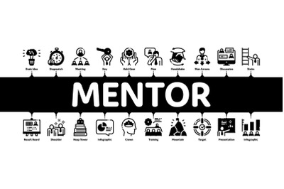 Mentor Relationship Minimal Infographic Banner Vector