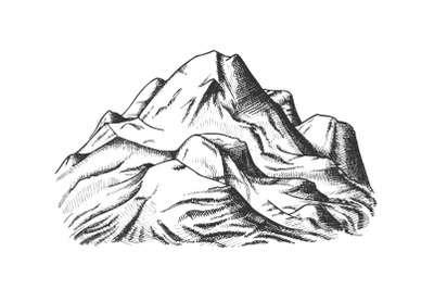 Snow Covering Mountain Landscape Hand Drawn Vector