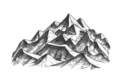 Summit Of Mountain Landscape Ink Texture Vector