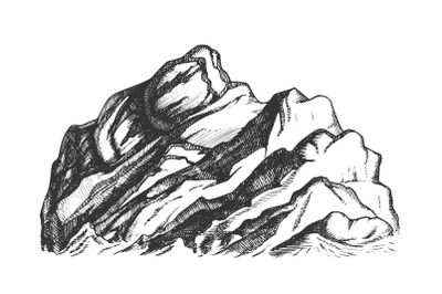 Summit Of Mountain Landscape Hand Drawn Vector