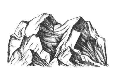 Summit Of Mountain Landscape Monochrome Vector