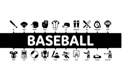 Baseball Game Tools Minimal Infographic Banner Vector