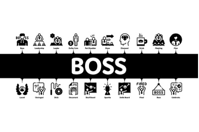 Boss Leader Company Minimal Infographic Banner Vector