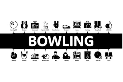 Bowling Game Tools Minimal Infographic Banner Vector