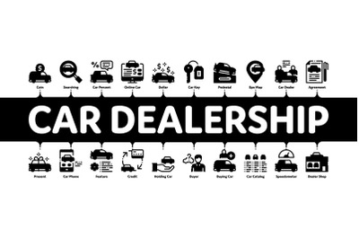 Car Dealership Shop Minimal Infographic Banner Vector