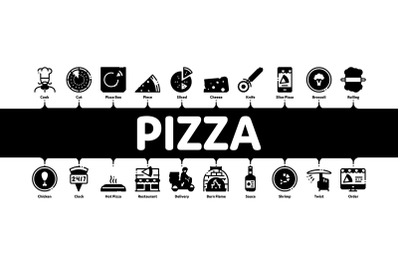 Pizza Delicious Food Minimal Infographic Banner Vector