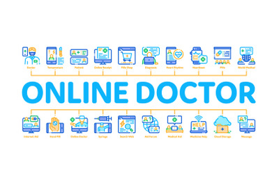 Online Doctor Minimal Infographic Banner Vector