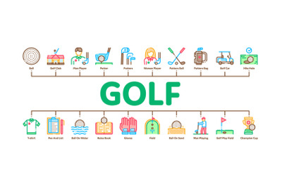 Golf Game Minimal Infographic Banner Vector