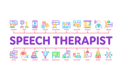 Speech Therapist Minimal Infographic Banner Vector