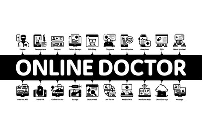 Online Doctor Minimal Infographic Banner Vector