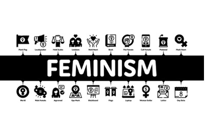 Feminism Woman Power Minimal Infographic Banner Vector