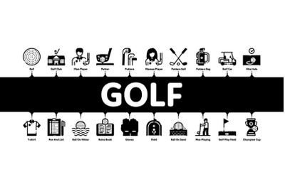 Golf Game Minimal Infographic Banner Vector