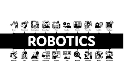 Robotics Master Minimal Infographic Banner Vector