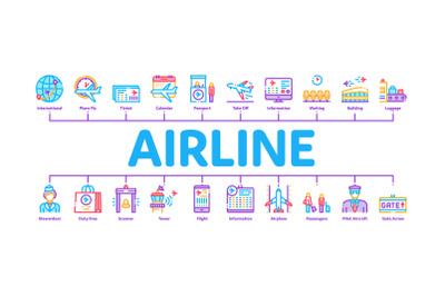 Airline And Airport Minimal Infographic Banner Vector