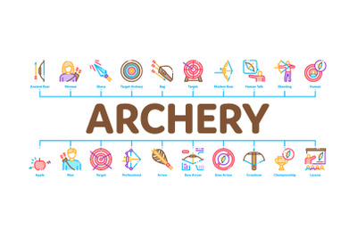 Archery Activity Sport Minimal Infographic Banner Vector